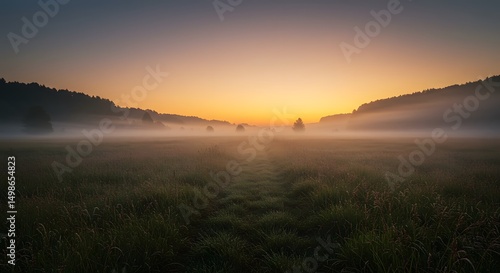 Wallpaper Mural Misty Field at Sunrise Torontodigital.ca