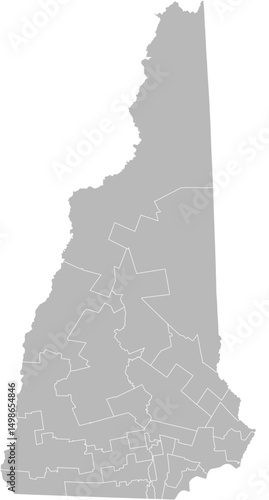 New Hampshire state senate districts vector map (Web Mercator projection, PPT-compatible & fully editable)