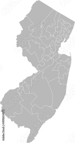 New Jersey state senate districts vector map (Web Mercator projection, PPT-compatible & fully editable)