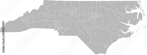 North Carolina state senate districts vector map (Web Mercator projection, PPT-compatible & fully editable)