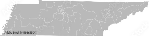 Tennessee state senate districts vector map (Web Mercator projection, PPT-compatible & fully editable)