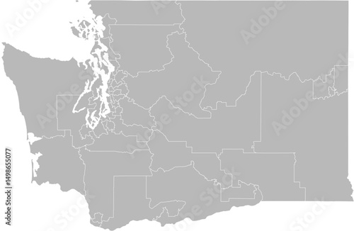 Washington state senate districts vector map (Web Mercator projection, PPT-compatible & fully editable)