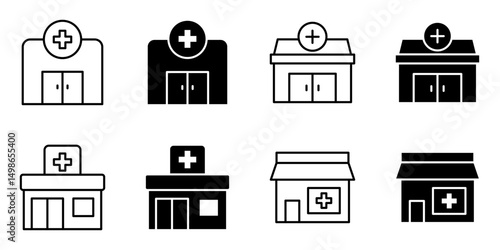 Pharmacy, drugstore, medicine icon set