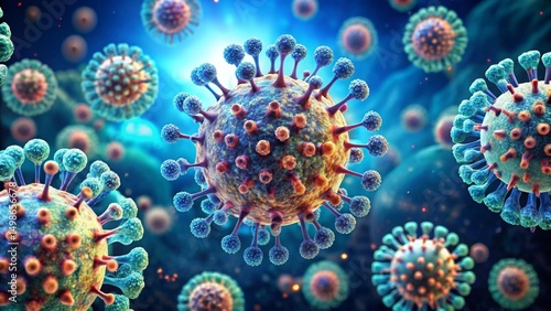 Wallpaper Mural Microscopic View of Infectious Agents  Detailed Representation of Viral Structures and their Complex Surface Proteins Torontodigital.ca