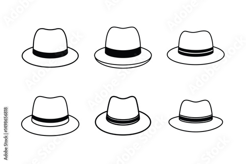 classic homburg hat front view flat illustration