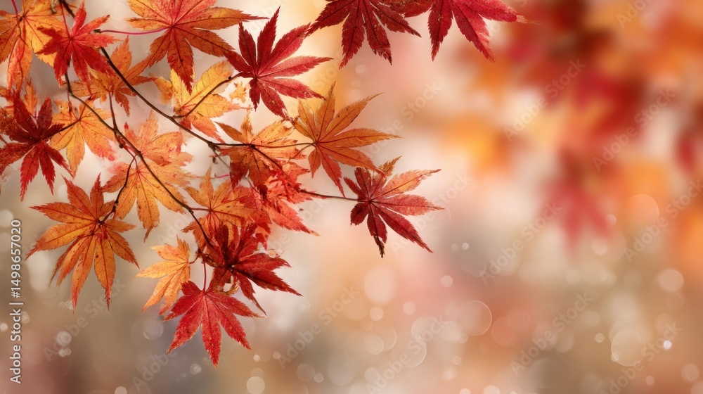 Autumnal Maple Leaves: A Symphony of Red and Orange Hues Autumnal Maple Leaves: A Symphony of Red and Orange Hues