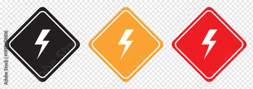 High voltage and Lightning vector icon. Electric bolt flash and High voltage icon. Power energy symbol. Warning icon. Vector illustration.