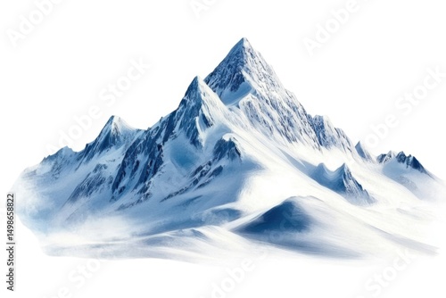 Wallpaper Mural Snowy mountain peak scenic vista view on white background Torontodigital.ca