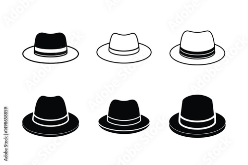 classic homburg hat front view flat icon