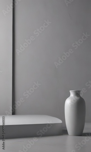 Elegant gray backdrop, soft light, subtle shadows for product display,  presentation,  texture