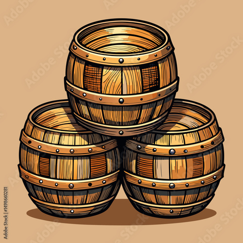 wooden barrel isolated on white