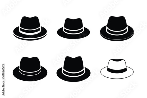 classic homburg hat front view black and white