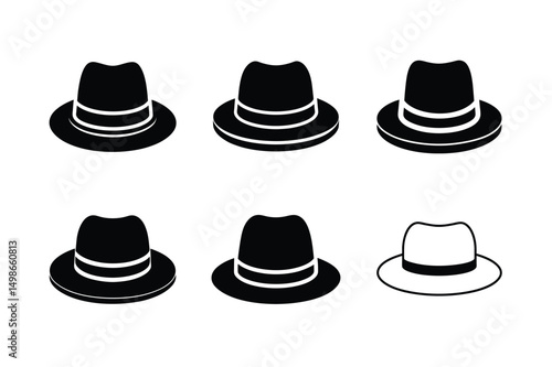 classic homburg hat front view outline art