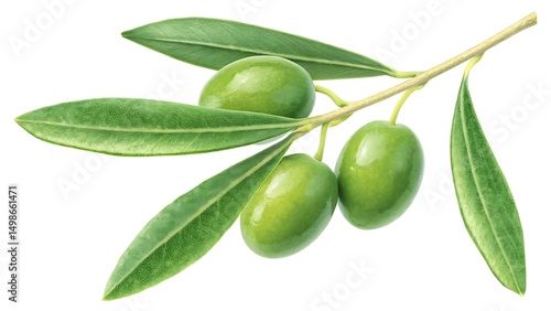 Wallpaper Mural Fresh green olives on a leafy branch and isolated from the tree Torontodigital.ca