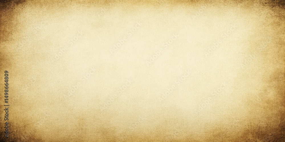 Fototapeta premium Aged parchment texture, light beige center fading to dark brown edges, evokes antiquity