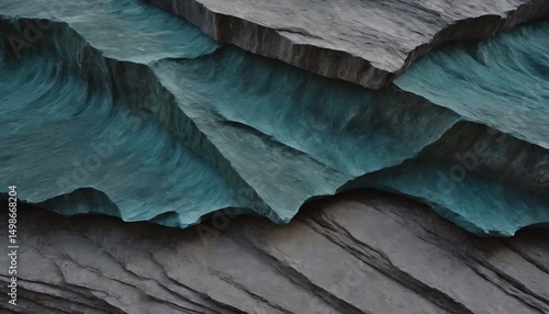 Wallpaper Mural Black dark blue green gray teal aqua turquoise rough mountain surface. Close-up. Toned stone rock mineral granite texture background. Cracked crumbled.grey, grunge, material, rough, abstract, Torontodigital.ca