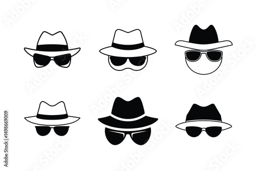 disguise detective icon with mysterio sunglasses and hat