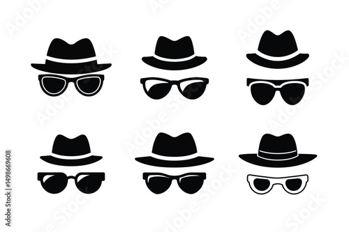 mysterio detective disguise icon with sunglasses and hat