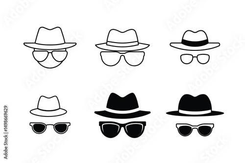 detective disguise icon with mysterio sunglasses and hat