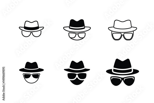 detective disguise mysterio sunglasses hat icon style