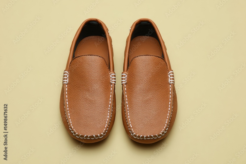 Tan leather loafers, pair (1) Tan leather loafers, pair (1)