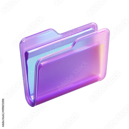Stylish 3D rendered purple folder icon with a modern, futuristic design.