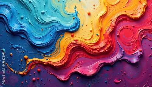 Abstract swirling paint texture showing diverse colors, brushstrokes, dynamic, abstract art