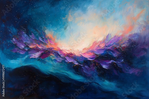 Wallpaper Mural Abstract cosmic landscape painting Torontodigital.ca