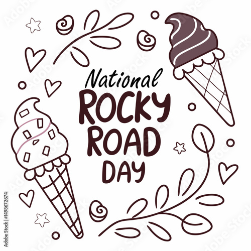NATIONAL ROCKY ROAD DAY vector illustration