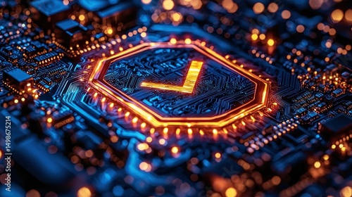 Wallpaper Mural Brightly lit checkmark on circuit board Torontodigital.ca