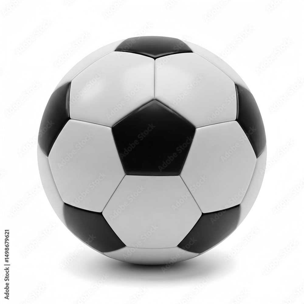 Fototapeta premium Soccer ball with black and white pattern, a classic sport equipment isolated on white background