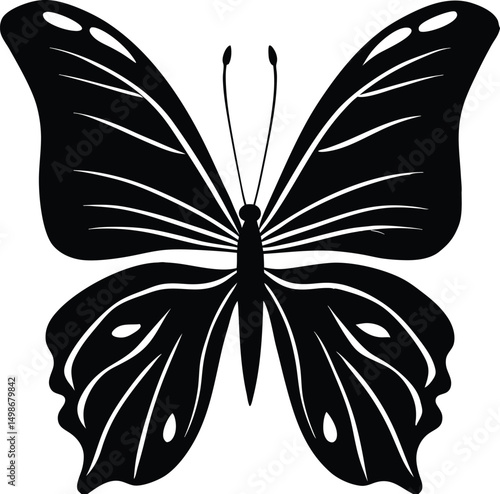 Black and White Stylized Butterfly Illustration