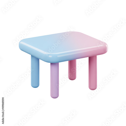 Colorful Plastic Children's Stool with Rounded Edges and Four Legs