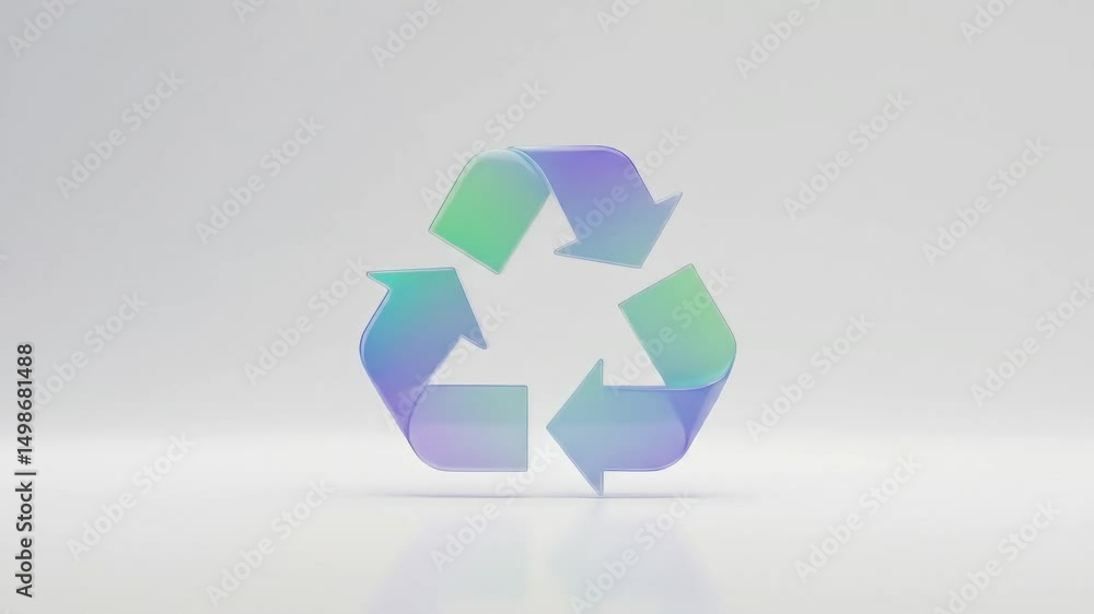 Iridescent recycle symbol 3d render for sustainability and innovation Iridescent recycle symbol 3d render for sustainability and innovation