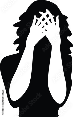 Woman Silhouette Suffering from Headache