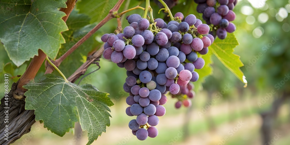 Fototapeta premium Ripe Purple Grapes on the Vine