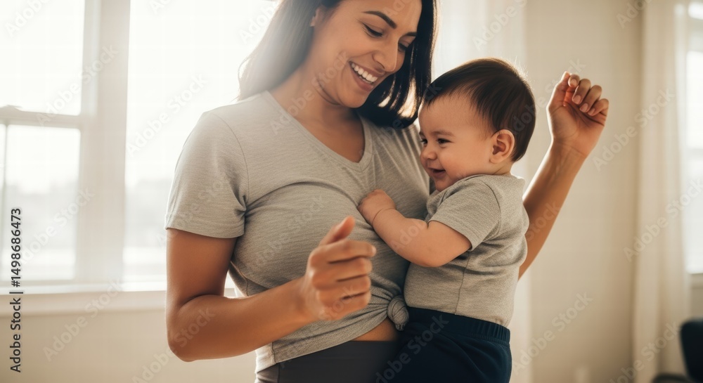 Obraz premium A mother playing with her child, they look very happy
