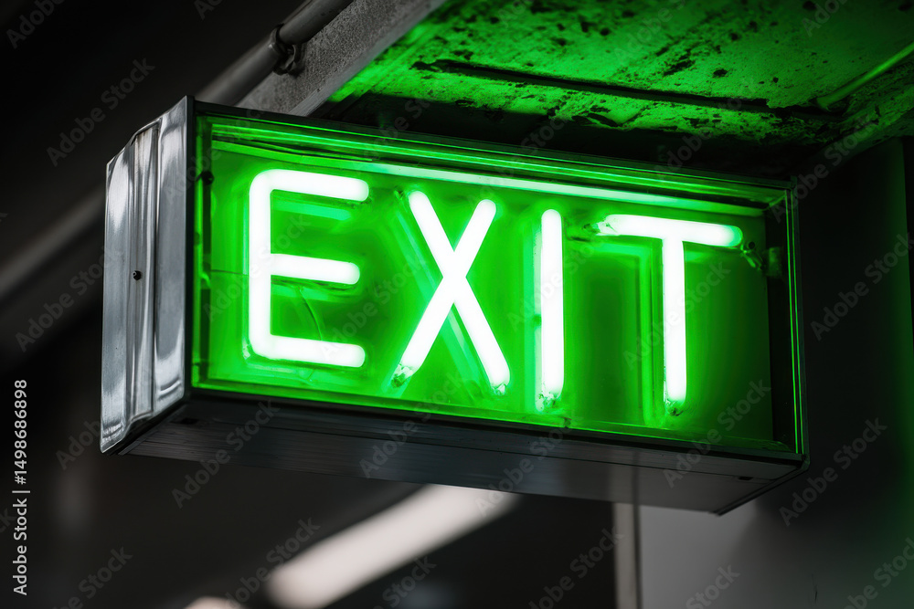 Obraz premium Green Exit sign
