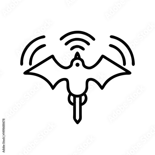 Bat Radar Icon with Folded Wings
