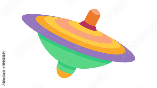 Colorful Spinning Top Icon, Flat Design Style