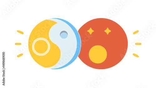 Sun and Moon Yin Yang Flat Design