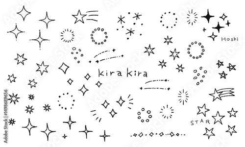 キラキラの手描きイラストセット