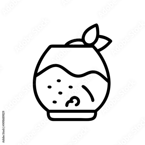 Minimalist Terrarium Outline Icon Vector Illustration