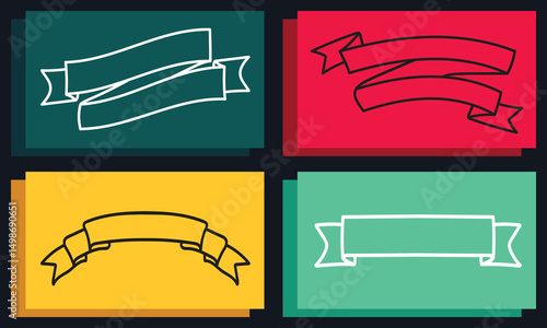 Vector set of ribbon banners illustration Collection of elegant vintage flags.

