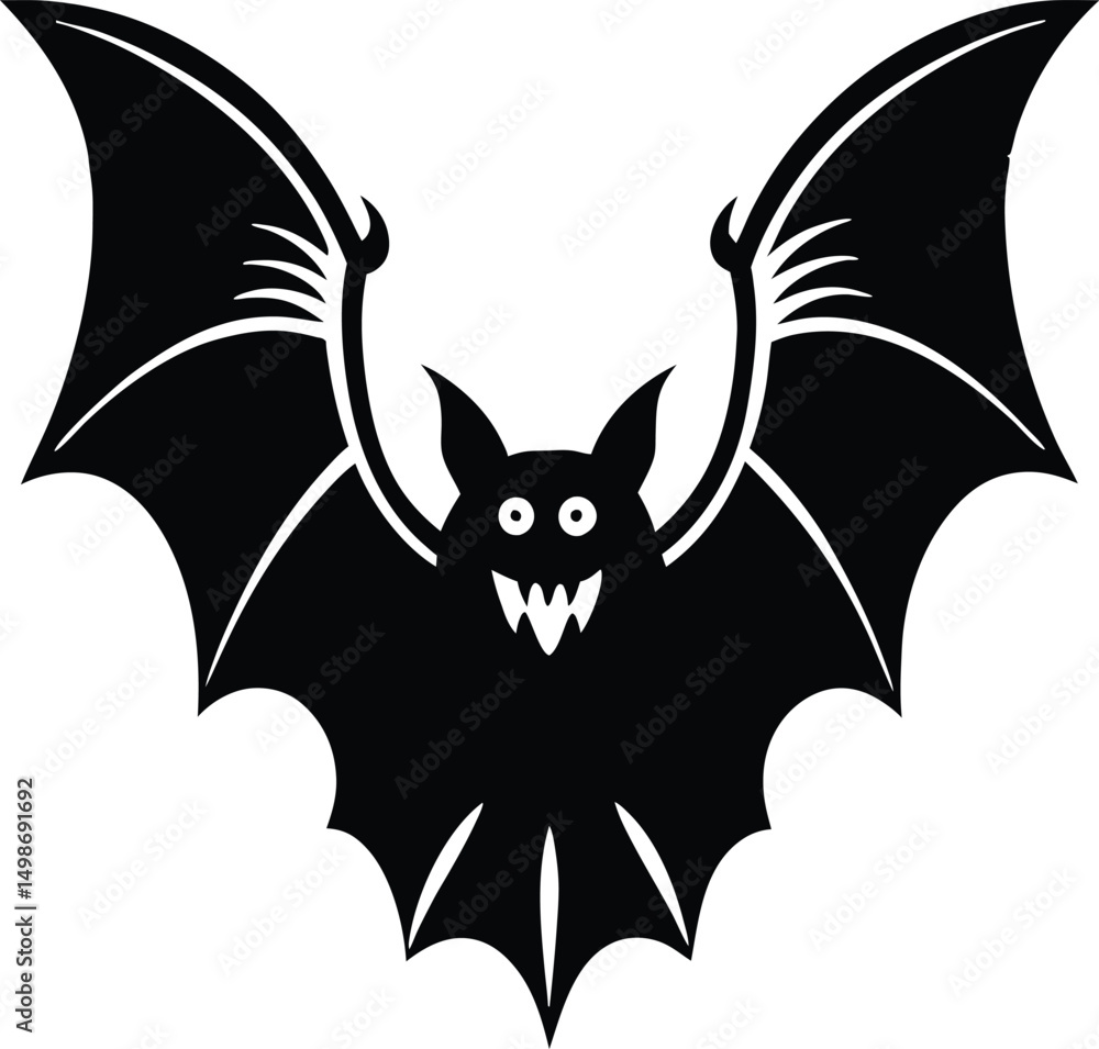 Obraz premium Halloween Cartoon Bat Illustration Black Silhouette