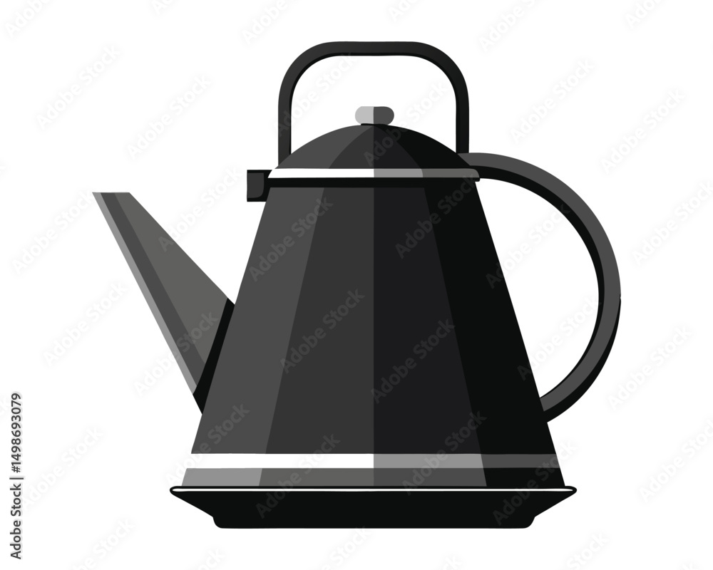 Fototapeta premium Metal black kettle tea pot stylish vector art design