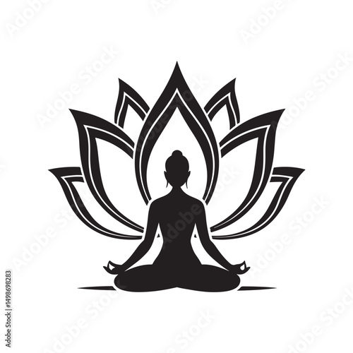 lotus pose vector silhouette clip art logo design illustration. international yoga day. meditation collection.