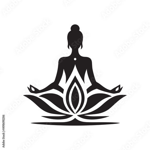 lotus pose vector silhouette clip art logo design illustration. international yoga day. meditation collection.