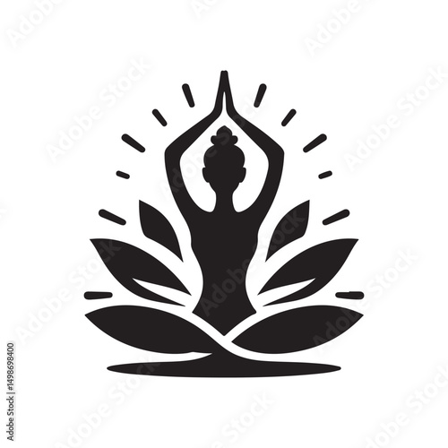 lotus pose vector silhouette clip art logo design illustration. international yoga day. meditation collection.