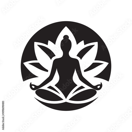 lotus pose vector silhouette clip art logo design illustration. international yoga day. meditation collection.